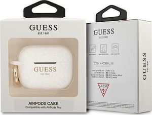 Guess Etui ochronne GUAPSGGEH Silicone Glitter do AirPods Pro białe 3