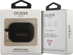 Guess Etui ochronne GUAPSGGEK Silicone Glitter do AirPods Pro czarne 3