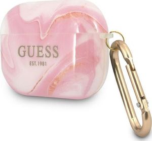 Guess Etui ochronne GUAPUNMP Marble Collection do AirPods Pro różowe 2