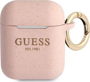 Guess Etui ochronne GUA2SGGEP Silicone Glitter do AirPods 1/2 różowe 1