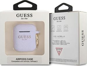 Guess Etui ochronne GUA2SGGEU Silicone Glitter do AirPods 1/2 fioletowe 3