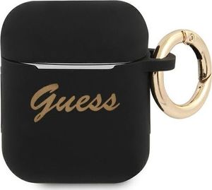 Guess Etui ochronne GUA2SSSK Silicone Vintage Script do AirPods 1/2 czarne 1