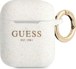 Guess Etui ochronne GUA2SGGEH Silicone Glitter do AirPods 1/2 białe 1