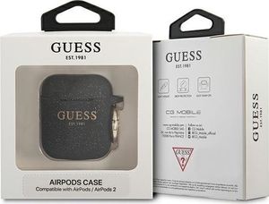 Guess Etui ochronne GUA2SGGEK Silicone Glitter do AirPods 1/2 czarne 3
