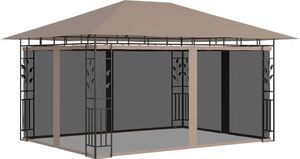 vidaXL Altana z moskitierą i sznurem lampek, 4x3x2,73 cm, kolor taupe 2