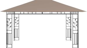 vidaXL Altana z moskitierą i sznurem lampek, 4x3x2,73 cm, kolor taupe 5
