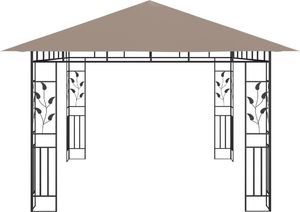 vidaXL Altana z moskitierą i sznurem lampek, 4x3x2,73 cm, kolor taupe 6