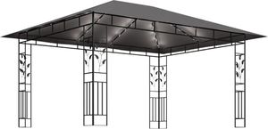 vidaXL Altana z moskitierą i sznurem lampek, 4x3x2,73 cm, antracytowa 3