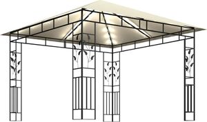 vidaXL Altana z moskitierą i sznurem lampek, 3x3x2,73 cm, kremowa 3