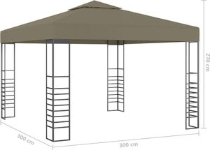 vidaXL Altana ze sznurem lampek, 3x3 m, taupe, 180 g/m 8