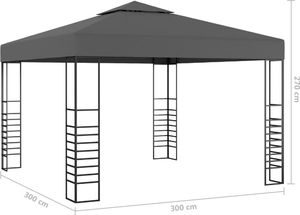 vidaXL Altana ze sznurem lampek, 3x3 m, antracytowa 8