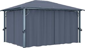 vidaXL Altana z zasłonami i lampkami, 400x300 cm, antracyt, aluminium 2