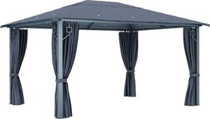 vidaXL Altana z zasłonami i lampkami, 400x300 cm, antracyt, aluminium 3