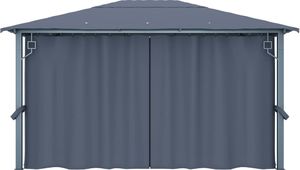 vidaXL Altana z zasłonami i lampkami, 400x300 cm, antracyt, aluminium 7