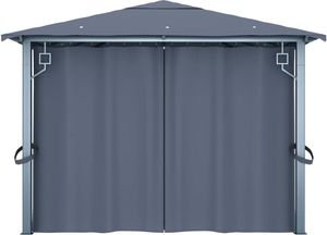 vidaXL Altana z zasłonami i lampkami, 400x300 cm, antracyt, aluminium 8