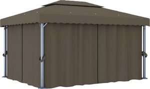 vidaXL Altana z zasłonami i lampkami, 4x3 m, kolor taupe 2