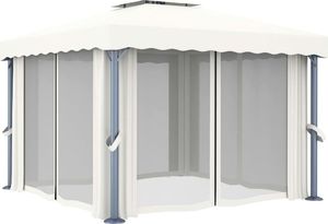 vidaXL Altana z zasłonami i sznurem lampek, 4x3 m, kremowa 5