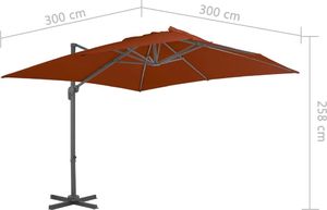 vidaXL Wiszący parasol na słupku aluminiowym, terakotowy, 300x300 cm 8
