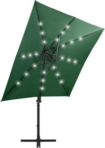 vidaXL Parasol wiszący z lampkami LED i słupkiem, zielony, 250 cm 3