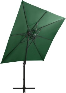 vidaXL Parasol wiszący z lampkami LED i słupkiem, zielony, 250 cm 4