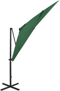 vidaXL Parasol wiszący z lampkami LED i słupkiem, zielony, 250 cm 2