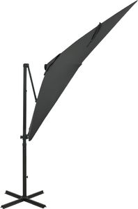 vidaXL Parasol wiszący z lampkami LED i słupkiem, antracytowy, 250 cm 3