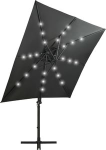 vidaXL Parasol wiszący z lampkami LED i słupkiem, antracytowy, 250 cm 5