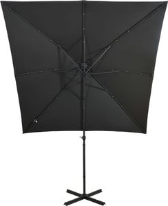 vidaXL Parasol wiszący z lampkami LED i słupkiem, antracytowy, 250 cm 6