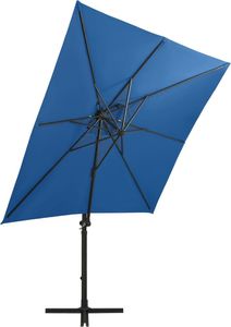 vidaXL Parasol wiszący z lampkami LED i słupkiem, lazurowy, 250 cm 5