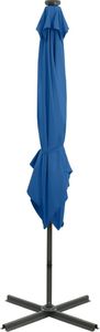vidaXL Parasol wiszący z lampkami LED i słupkiem, lazurowy, 250 cm 8