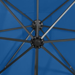 vidaXL Parasol wiszący z lampkami LED i słupkiem, lazurowy, 250 cm 9