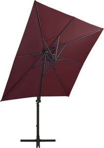 vidaXL Parasol wiszący ze słupkiem i oświetleniem LED, bordowy, 250 cm 5