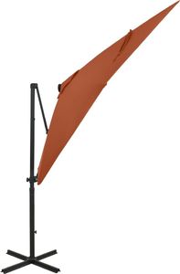 vidaXL Parasol wiszący z lampkami LED i słupkiem, terakota, 250 cm 2