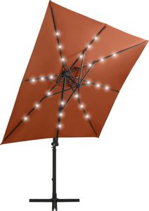 vidaXL Parasol wiszący z lampkami LED i słupkiem, terakota, 250 cm 3
