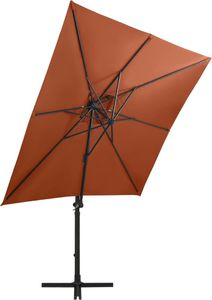 vidaXL Parasol wiszący z lampkami LED i słupkiem, terakota, 250 cm 4