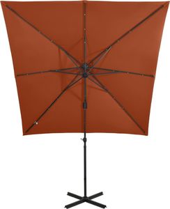 vidaXL Parasol wiszący z lampkami LED i słupkiem, terakota, 250 cm 5