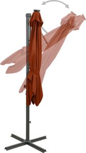 vidaXL Parasol wiszący z lampkami LED i słupkiem, terakota, 250 cm 7