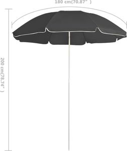 vidaXL Parasol ogrodowy na stalowym słupku, antracytowy, 180 cm 5