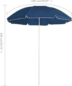 vidaXL Parasol ogrodowy na stalowym słupku, niebieski, 180 cm 5