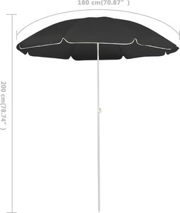 vidaXL Parasol ogrodowy na stalowym słupku, antracytowy, 180 cm 5