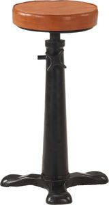 vidaXL Stołki barowe, 2 szt., brązowa skóra naturalna i żeliwo 3