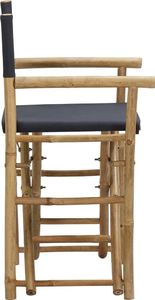 vidaXL Składane krzesła reżyserskie, 2 szt., szare, bambus i tkanina 4