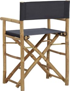 vidaXL Składane krzesła reżyserskie, 2 szt., szare, bambus i tkanina 5