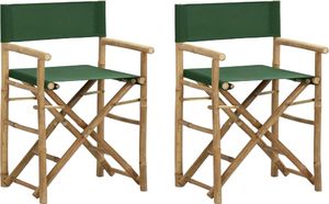 vidaXL Składane krzesła reżyserskie, 2 szt., zielone, bambus i tkanina 1