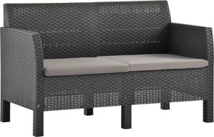 vidaXL 2-osobowa sofa ogrodowa z poduszkami antracytowa 1
