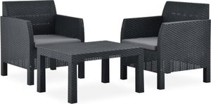 vidaXL 3-cz. zestaw wypoczynkowy do ogrodu, poduszki, PP, antracyt 2