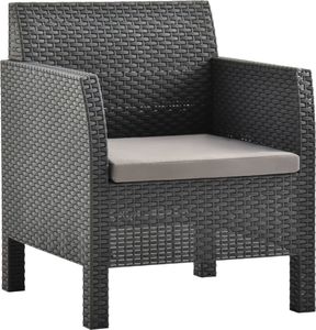 vidaXL 3-cz. zestaw wypoczynkowy do ogrodu, poduszki, PP, antracyt 3