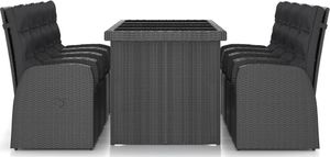 vidaXL 9-cz. zestaw mebli ogrodowych z poduszkami rattan PE czarny 2