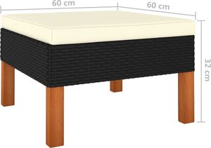 vidaXL 6-cz. zestaw wypoczynkowy do ogrodu, poduszki, czarny rattan PE 7