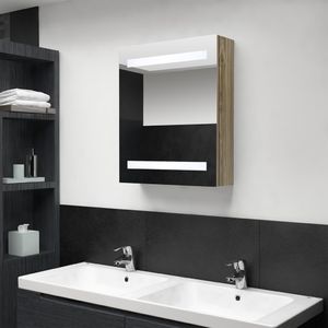 vidaXL Szafka łazienkowa z lustrem i LED, kolor dębu, 50x14x60 cm 1